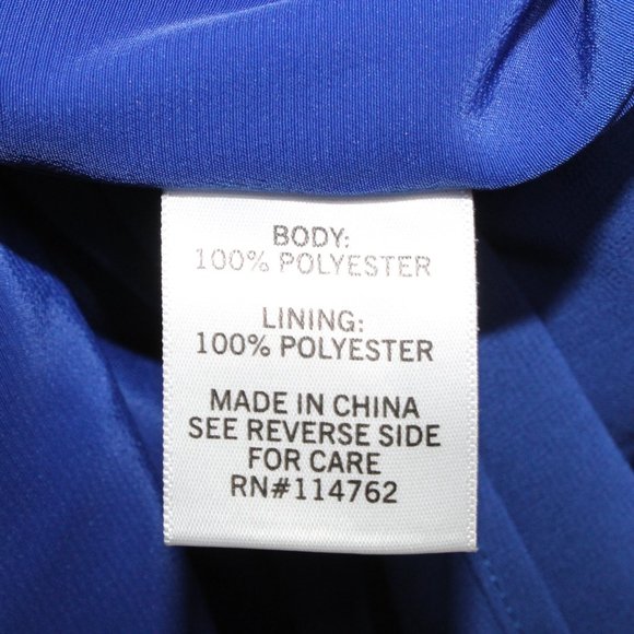 Lace & Mesh Blue Polyester Lined V-Neck Cap Sleeve Ruffled Long Dress Size M - Picture 5 of 10